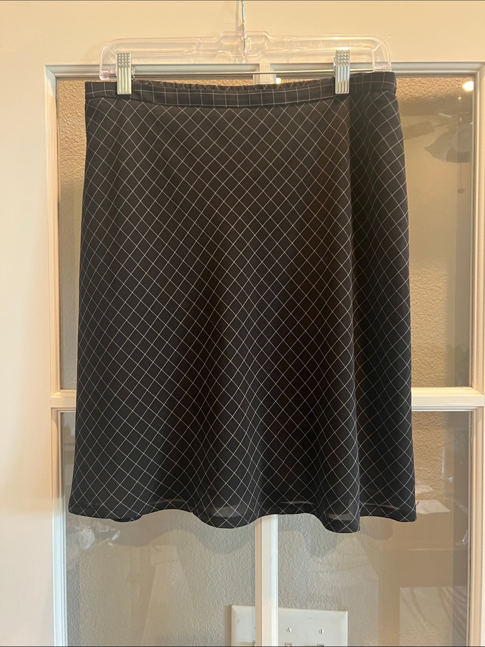 Harold's Black A-Line Skirt with White Grid Size 12
